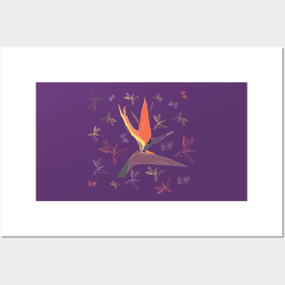 Bird of Paradise flower pattern Posters and Art